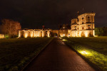 Tudor Schlosshotel bei Nacht